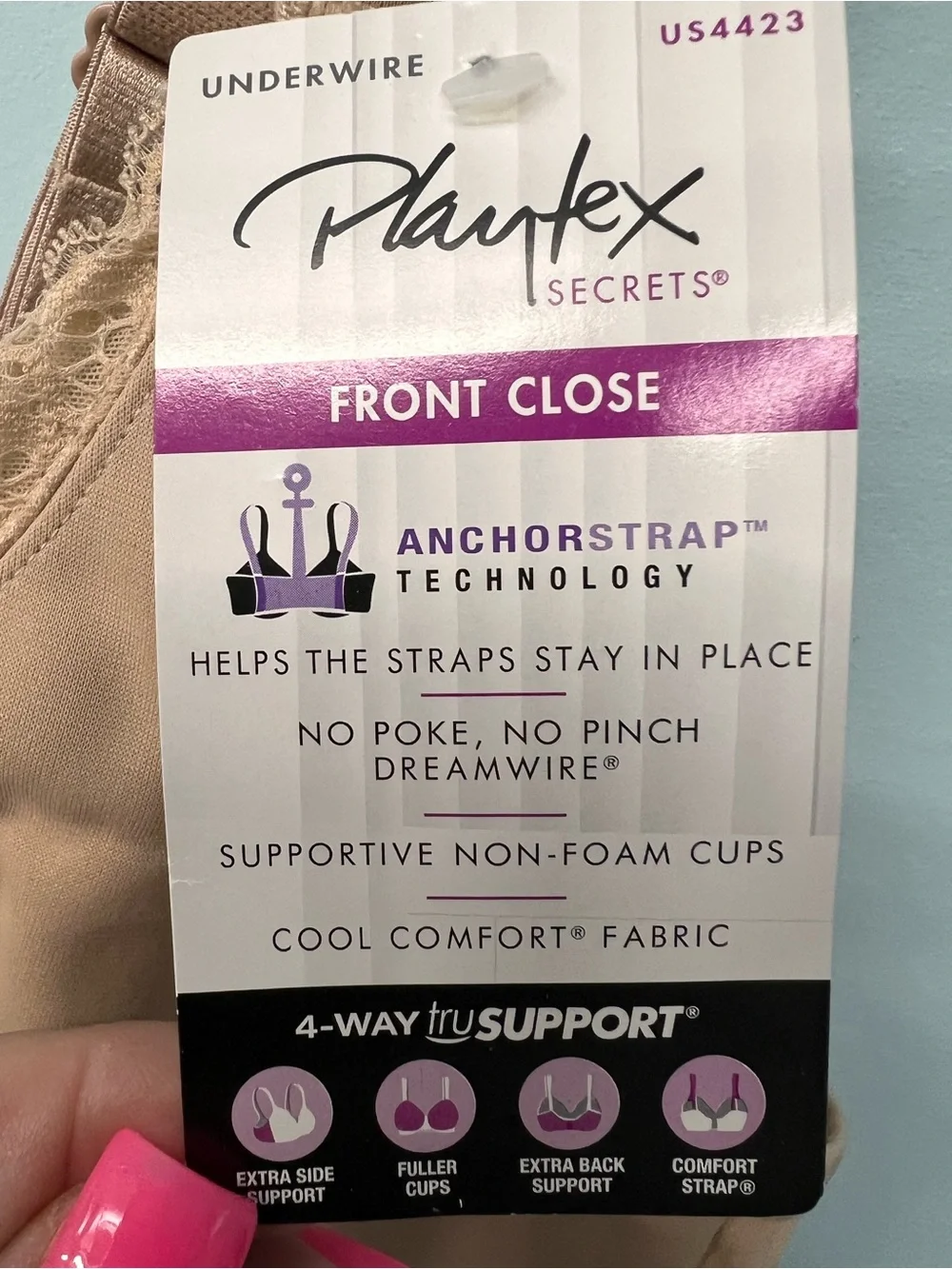 Playtex Plush Front‑Close Lace Detail Soft Cup with Underwire Bra, in Nude 46G